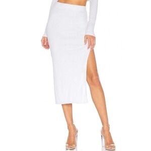 Cotton Citizen Melbourne Midi Skirt White Ribbed Knit XS W510964 WHT XS